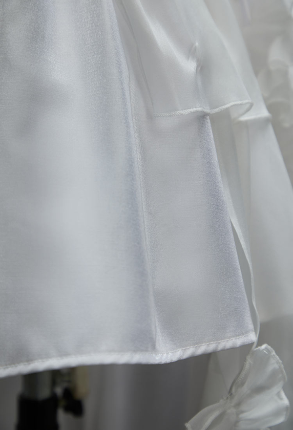 My Dying Bride Halloween White Short Wedding Dress Irregular Ruffled Dress with Corset and Gloves
